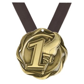 Decade Awards 1st Fusion Medal - Gold | Engraved Place Medal - 3 Inch Wide Customize Now (1ST Place-Black)