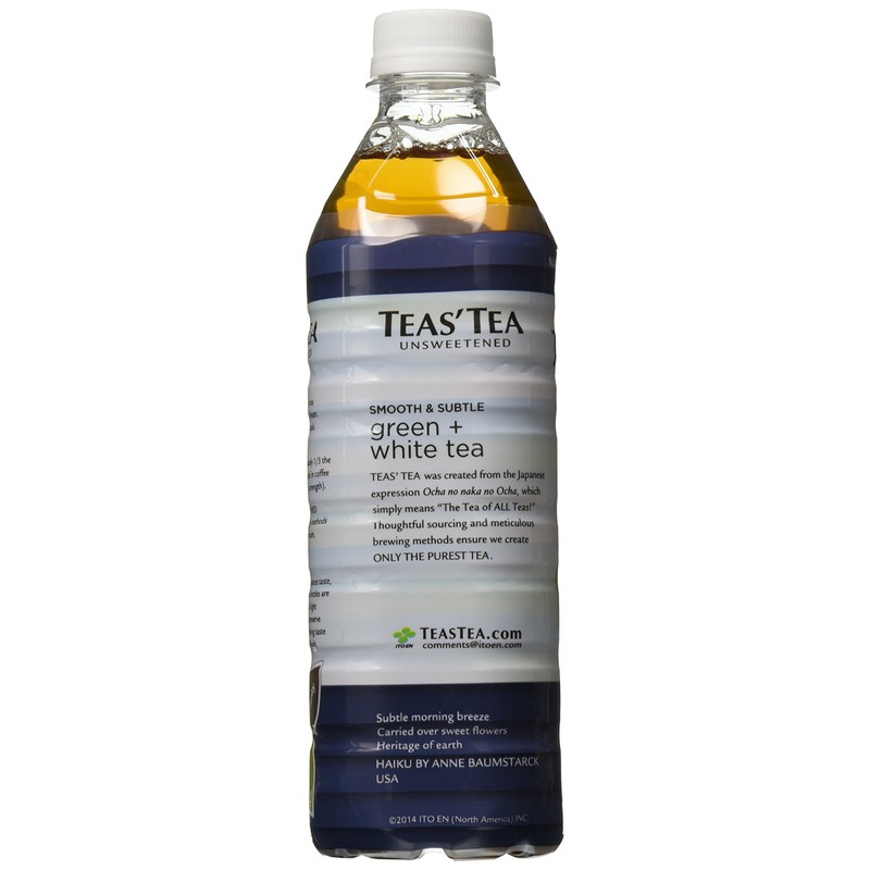 Teas' Tea Unsweetened Green + White, 16.9 Fl Oz (Pack