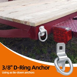 lifgarfe 6PCS Heavy Duty 3/8" Trailer D Ring Tie Down Anchors for Trailer and Truck Bed,6000 Pound Breaking Strength (Silver)