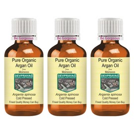 Devprayag Pure Organic Argan Oil (Morrocan) (Argania spinosa) Natural Therapeutic Grade Cold Pressed (Pack of Three) 100ml x 3 (10 oz)