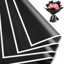 woric 25 Sheets Black Bouquet Wrapping Paper, Flower Wrapping Paper Waterproof Floral Wrapping Paper Florist Supplies for Wedding Easter Gift Box Packaging DIY Crafts