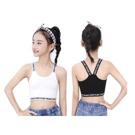 Eiho 2-Piece Set, Kids Half Top, Tank Top, For Kids, Girls, Dance, Girls, Layering, Camisole, Junior, Inner Bra, Black, White, multicolor (black / white)