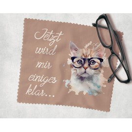 Farbwuselei Glasses Cleaning Cloth Cat Beige Jetzt Wird Mir einiges klar OptikerQualität 15 x 18 cm Funny Printed Funny Microfibre Cloth (Cat Beige)