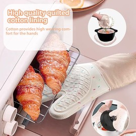 Ofenhandschuhe Topfhandschuhe (6er Set), Anti-Rutsch mit Hitzebeständige Backhandschuhe, Silikon Küchenhandschuhe Küchen Zubehör Backofen Handschuhe with Untersetzer Topf & Klebehaken & Bürste