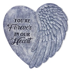 OrnamentallyYou You’re Forever in Our Hearts Angel Wing Stepping Stone, 9.5" Garden Decorative Memorial Resin Figurine