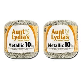 Aunt Lydia's Crochet Cotton Metallic Crochet Thread Size 10 (2 - Pack) (Silver/Silver)