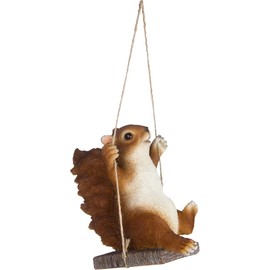 MAISONICA Hanging Red Squirrel on a Swing Figurine Ornament Home or Garden 13.5cm