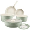 Ceramic Pots and Pans Set Non Stick Green, 8 Pcs