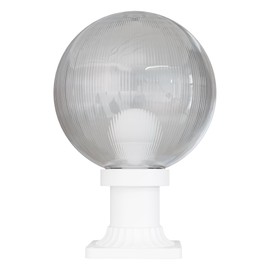 KastLite 10" Globe Pier Mount Outdoor Lighting with LED Lamp | UV & Waterproof Pillar & Column Lights | Deck Driveway Yard Patio & Garden Fixture | Made in USA | Prismatic Cover, White Decorated Base