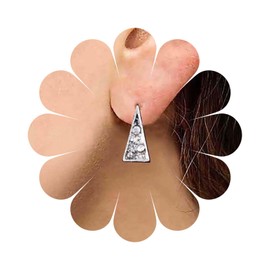 Inilbran Boho Crystal Triangle Earrings Silver Rhinestone Triangle Stud Earrings Vintage Crystal Tiny Triangle Earrings Geometric CZ Triangle Earrings Jewellery for Women and Girls, Crystal