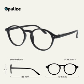 OPULIZE REY Reading Glasses for Women Men, Retro Round Frame with Spring Hinges, Matte Black +1.50 (Pack of 1)