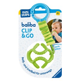 Ravensburger 4592 baliba Clip & Go - Flexibler Ball mit Befestigung für Greif- und Beißspaß unterwegs - Baby Spielzeug ab 0 Monaten - grün