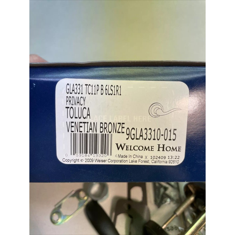 Weiser Lock GLA331 TC11P B 6LS1R1 Toluca Privacy Lever, Venetian