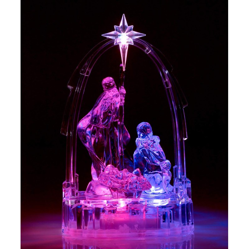 The Christmas Workshop Nativity Ornament, Clear with Multi Coloured LED,