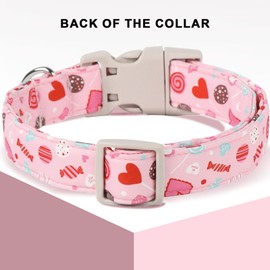 Unique Style Paws Valentine's Day Dog Collar Heart Love Collar for Dog Cotton Plastic Buckle Dog Collars,Adjustable Valentine Candy Lollipop Heart Puppy Collar with Cute Love Pendant