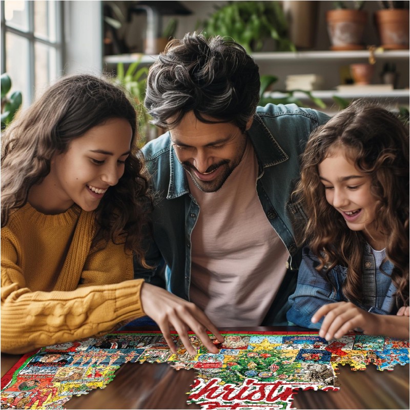 White Mountain 1000 Piece Jigsaw Puzzle Winter Christmas Holiday Puzzles
