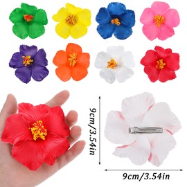 ElevateTech 8Pcs Hawaiian Flower Hair Clips for Women Plumeria Hair Clips Hibiscus Hair Clips Rose Hair Barrettes Hair Accessories for Vacation Beach Party, Boho Clips for Beach Party