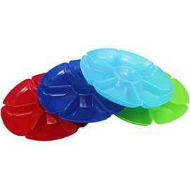 Set of 4 Assorted Colors Black Duck Chip N Dip Hard Plastic 11.5-Inch Round 7-Section Serving Trays!