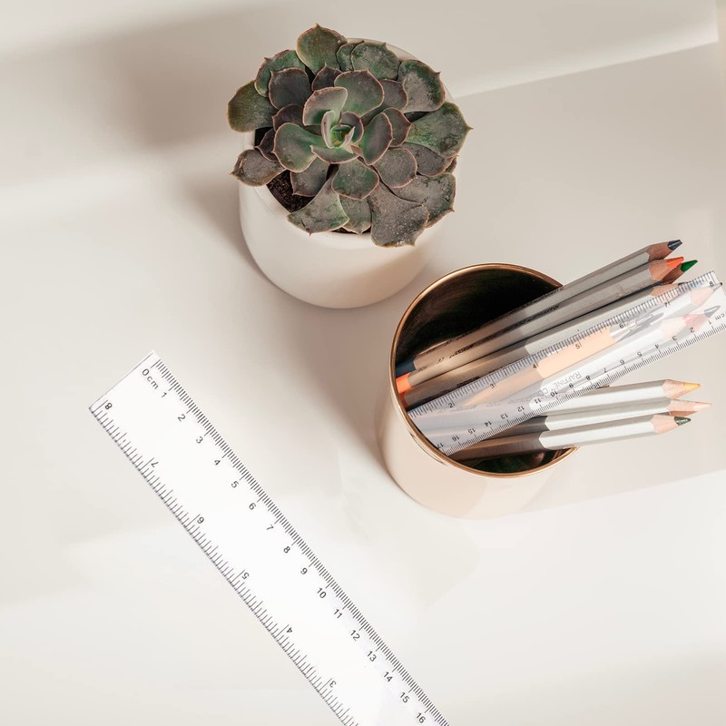 4PCS 30cm Clear Plastic Ruler 12Inch Transparent Ruler Shatterproof Straight