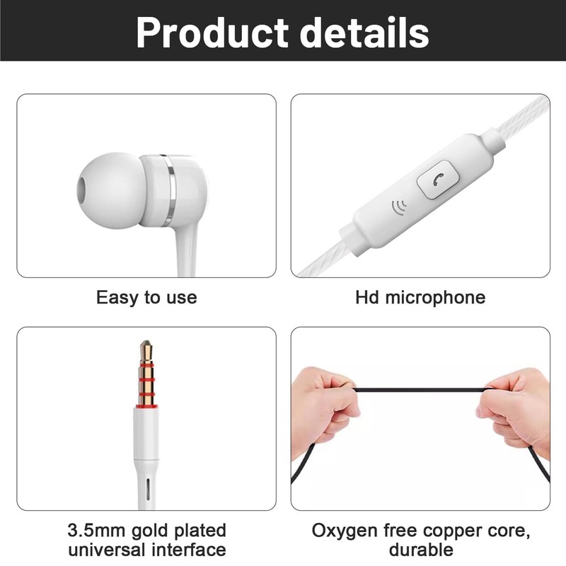 Wired Earbuds | Ear Phones with Cord - 3.5mm Lightweight