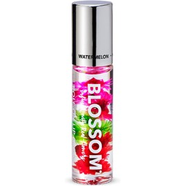 Blossom Brillo de labios enrollable, impregnado con flores reales, fabricado en Estados Unidos, 0.2 onzas líquidas / 0.2 onzas líquidas, sandía