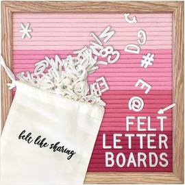 Felt Letter Board, 10x10in Changeable Letter Board with Letters White 300 Piece - Felt Message Board, Oak Frame Wooden Letter Board for Baby Announcements, Milestones, Office Decor & More (Flamingo)