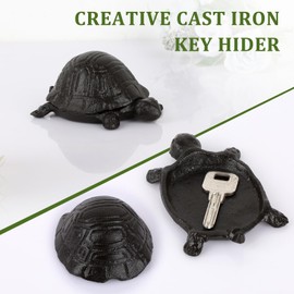 Sumnacon Spare Key Hider Outside Cute Turtle Garden Decoration Secret Key Holder for Yard Porch Lawn Bushes, Heavy Cast Iron Hidden Keys Storage Vintage Outdoor Statue for Jewelry Ear Studs, Ring