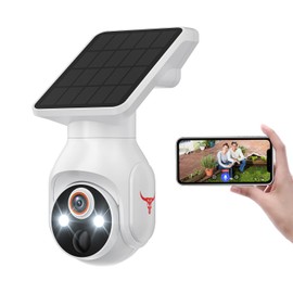 ClipBlur Battery-Powered 1080p WiFi Camera with Solar Charging, AI Motion Detection, Pan Tilt, Night Vision, 2-Way Talk, IP65, Human Detection, Cloud Storage Service, 2.4G Only