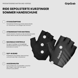 GripGrab Ride Beginners Short Finger Summer Cycling Gloves Padded Shock Absorbing Fingerless Cycling Gloves