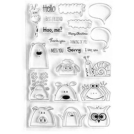Lily Craft Linda Craft 1pc Hello Best Friend Giraffe Snail Cartoon Clear Stamps for Card Making Decoration and DIY Scrapbooking