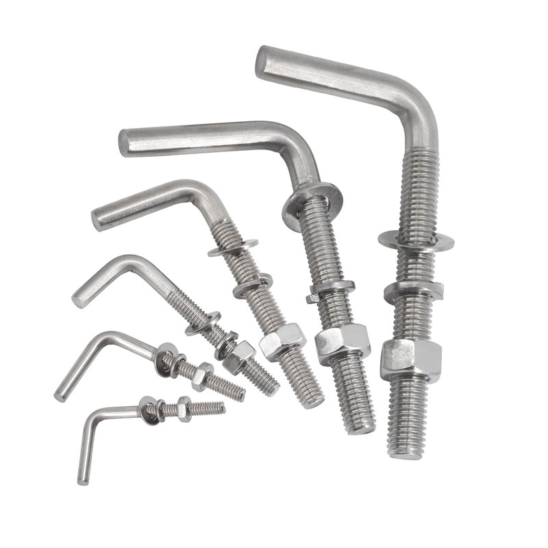 (20 Pieces) M6x40mm L Shaped Threaded Bolt Kits 304 Stainless