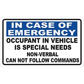 StickerTalk Occupant in Vehicle is Special Needs Vinyl Sticker, 5 inches by 3 inches