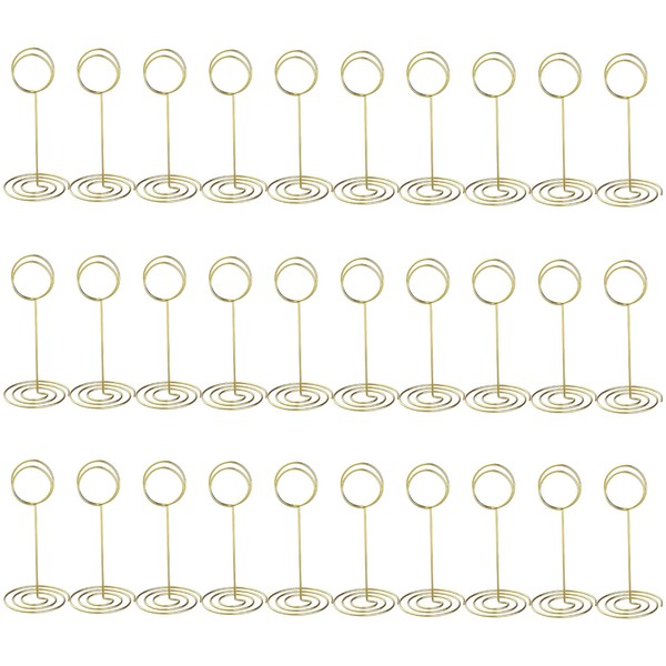 PChero 30 Pack Place Card Holders, Premium Table Number Card Clip Holders Wire Picture Photo Memo Stand for Wedding Banquet Baby Shower Anniversary Party Office Home Decor - Gold