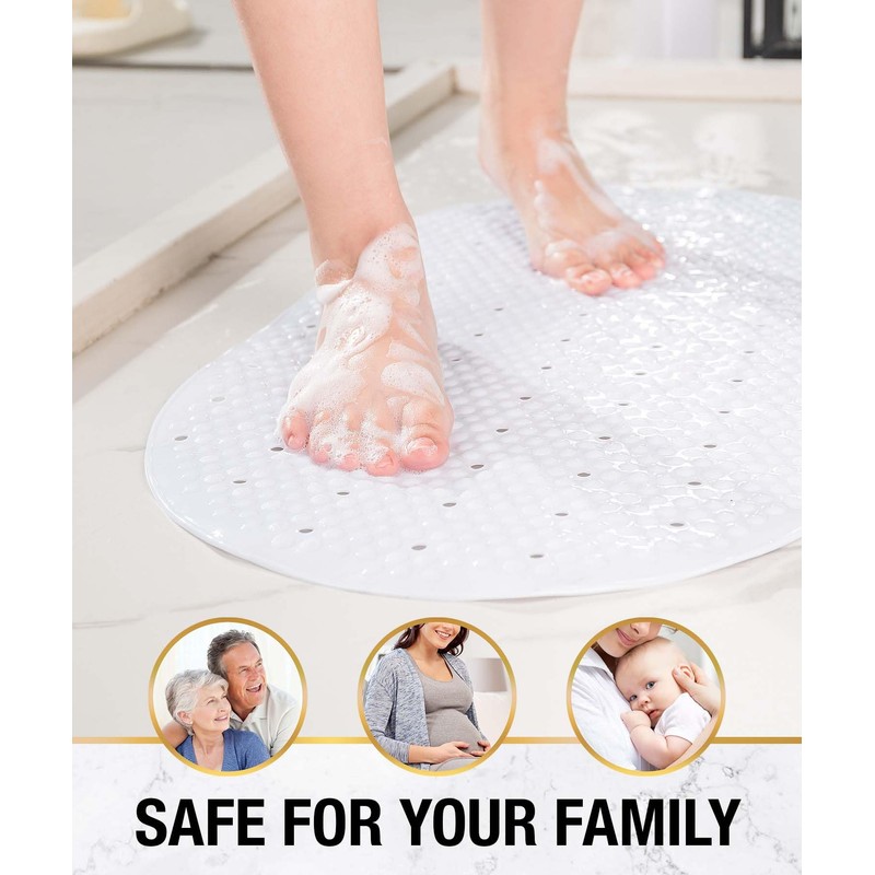 HITSLAM Oval Bath Mat Non Slip Anti Mould, 68 x