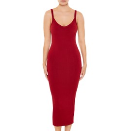 Forever 21 Women's Seamless Bodycon Cami Midi Dress, Burgundy