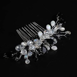 JWICOS Bride Wedding Hair Combs Crystal Bridal Headpieces Hair Accessories for Women and Girls (Black)
