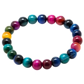 Amazing Gemstone Multi Cat's Eye Bracelet for Women Men's Gifts - Protection Healing Crystal Bracelet - 8mm Gemstones Beaded Stretchable Bracelet Pulseras Para Hombres Mujer Stocking Stuffers