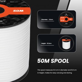 Abma Cord Paracord 4mm 50m 100% Nylon Rope 9 Strands Type III Parachute Cord for DIY, Camping, Survival, Outdoor - Max. 280kg - White