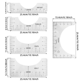 Tadipri T-Shirt Alignment Ruler, 5 Pieces Alignment Ruler Tool for T-Shirt and 1 Tape Measure, Craft Ruler with Guide Tool for Designing the Fashion Centre, T-Shirt Ruler Guide Tool Set F