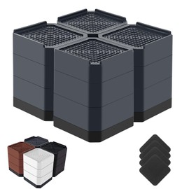 Bed Risers Heavy Duty, Adjustable Furniture Riser Blocks Lift 1.5, 3, 4.3 inches for Couch Table Desk Sofa Chair Legs, Refrigerator, Washing Machine - Support up to 4000 lbs (Grey 4 Pack, 4.3 inch)