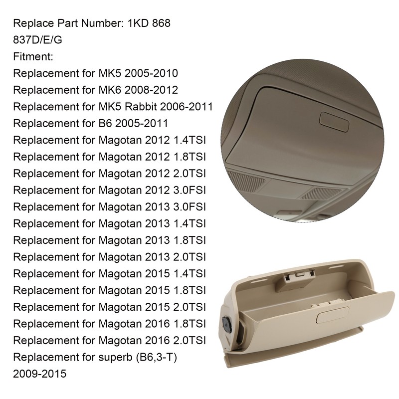Beige Car Sunglasses Case Holder Box 1KD 868 837D Replacemenrt