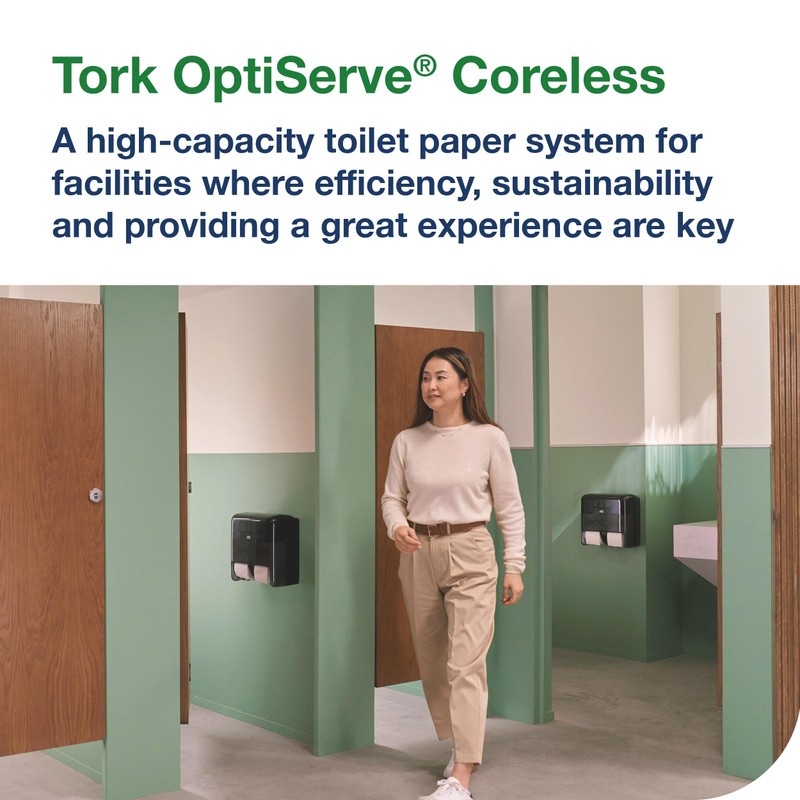 Tork OptiServe 4-Roll Coreless Toilet Paper Dispenser Black T7/T5, Vertical