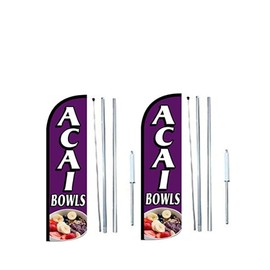 R and R Industries Acai Bowls Flag With Complete Hybrid Pole set pack of 2