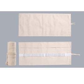 UUYYEO Large Capacity Pen Curtain Canvas Roll Up Pencil Case 36 Slots Pencil Bag Pencils Case Wrap Roll Holder for Coloring Pencil Natural Color