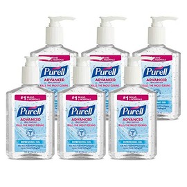 Purell Advanced Hand Sanitizer Refreshing Gel, 8 fl oz Pump Bottle (Pack of 6) - 9652-04-EC