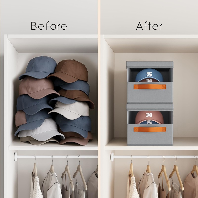 Homsorout Hat Organizer for Baseball Caps - 3 Pack Stackable