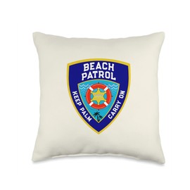 Funny BEACH PATROL Boys Trip Gone to Cruise Pool Police Blue Throw Pillow