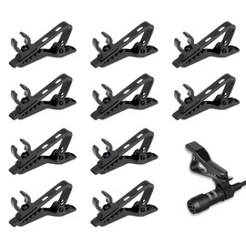 VAEIORP Mini Lavalier Lapel Collar Clip Mic Microphone Holder Handle Made of Metal Microphone Microphone Clips Clamps for Interview Meeting Lectures Online Chat (Black)