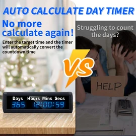 YZ Digital 999 Days Countdown Timer, Count Up/Count Down Clock with Remote, 12/24 Hour Real Time, Event Countdown Clock Large Display, Countdown Calendar for Retirement/Pregnancy/Birthday/Christmas