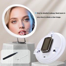 saiggnyy 6" 30X Magnifying Mirror with Light Suction Cup,Led Close up Mirror for Checking Pores with 360° Stand,3 Color Lighted Personal Mirror 30X,30 Times High Magnification Concave Mirrors